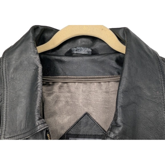 L.A. LEATHER Mens Bomber Jacket SIZE 3XL Black Motorcycle Geek Grunge Gothic - Picture 6 of 16